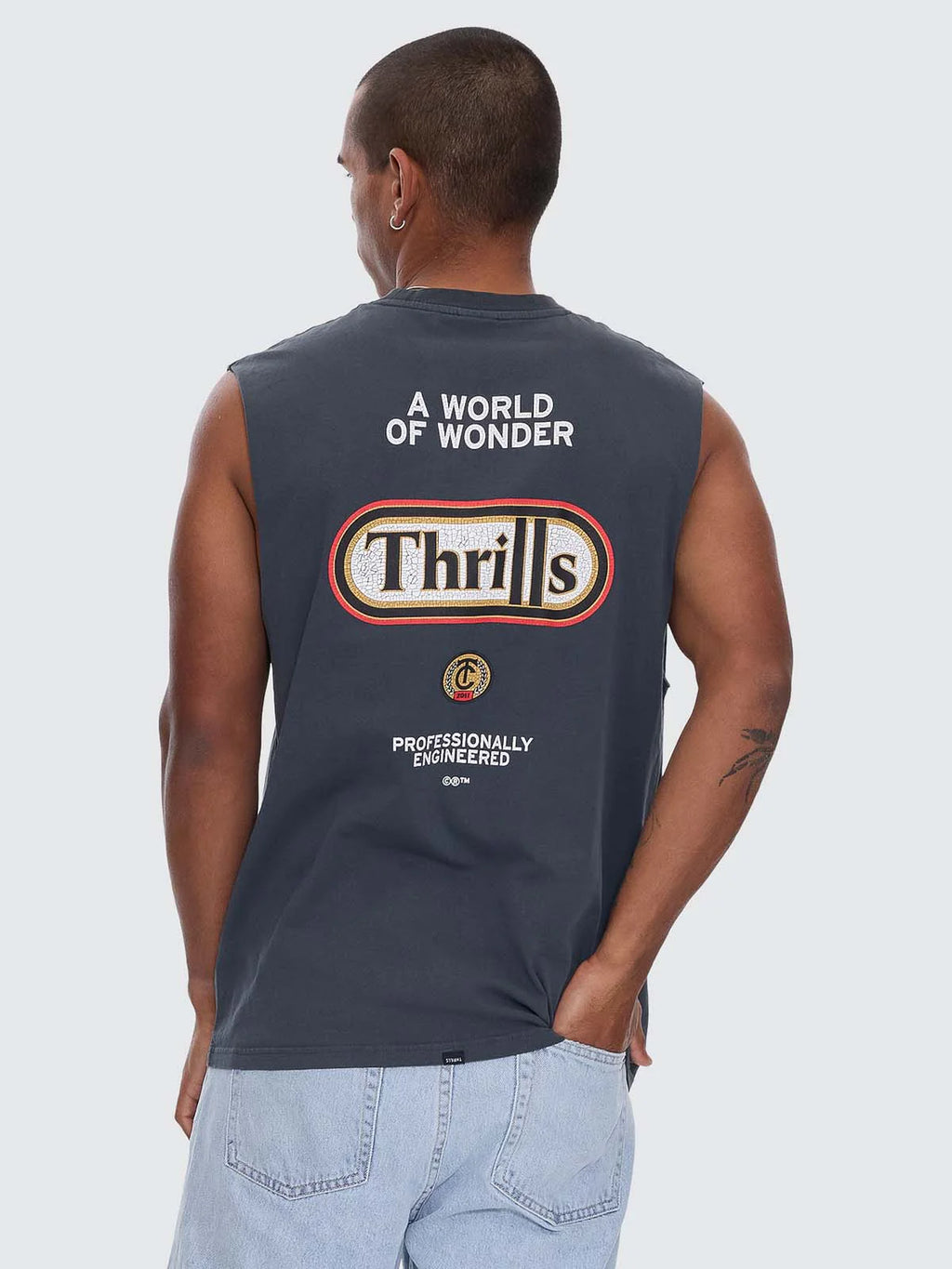 Thrills Co Wonder World Merch Fit Muscle Tee - Ebony