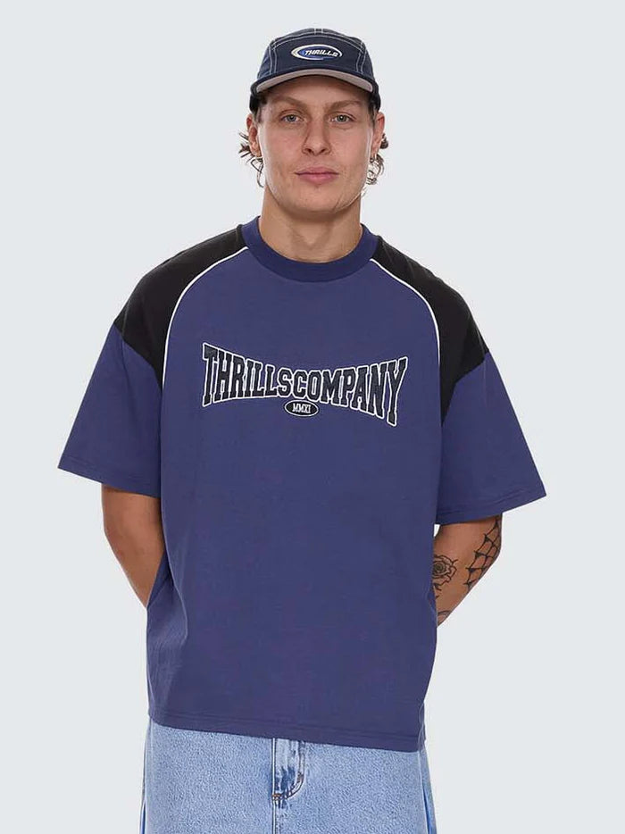 Thrills Co Stakes Are High Box Fit Oversize Tee - Guardian Navy