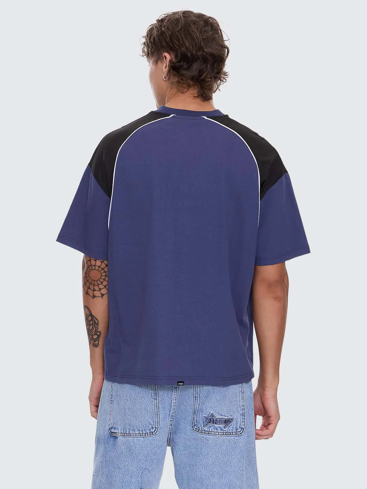 Thrills Co Stakes Are High Box Fit Oversize Tee - Guardian Navy