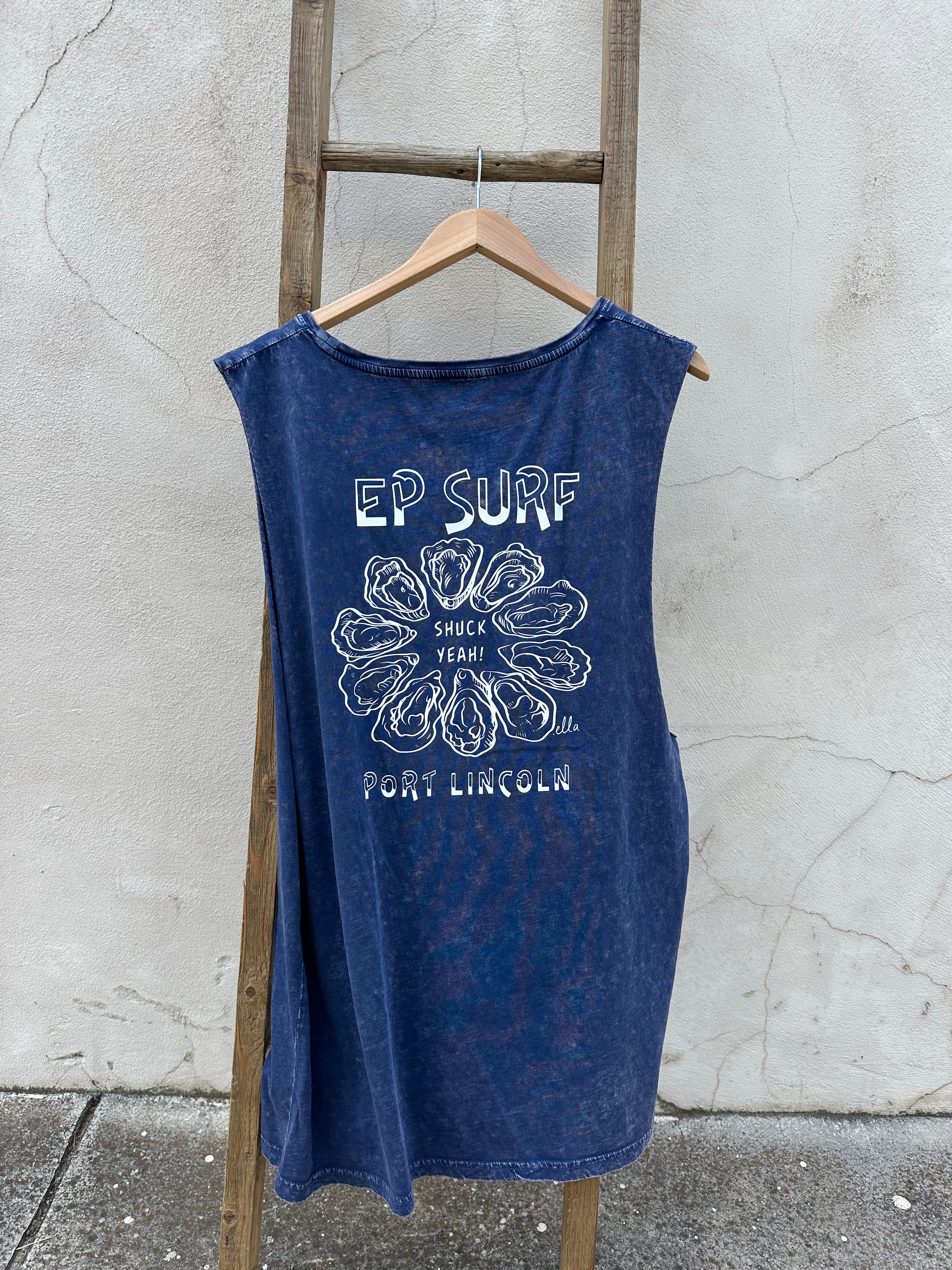 EP SURF Mens Shuck Yeah Muscle Tank - Blue Stonewash/White
