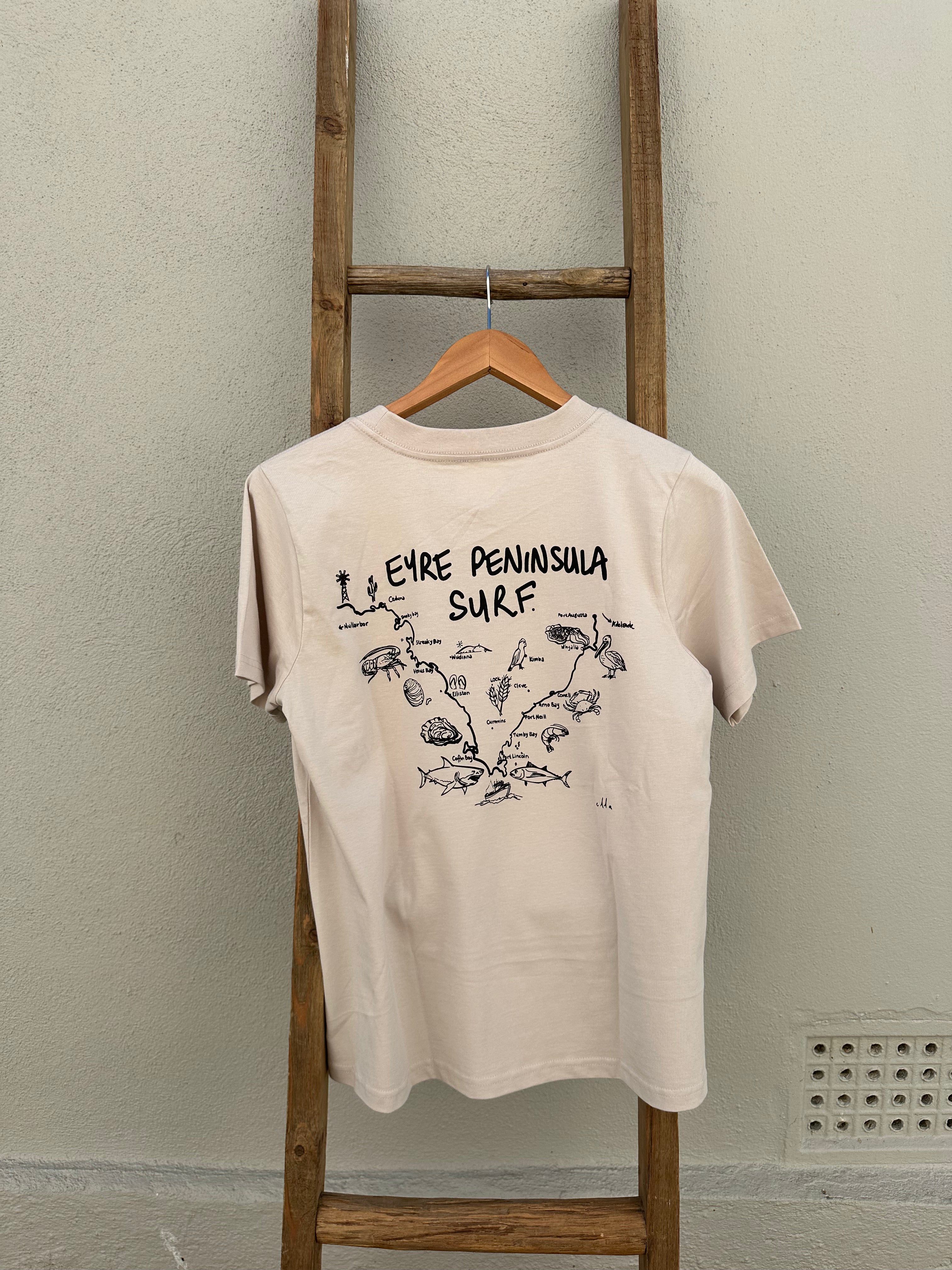 EP SURF Womens Map Tee - Bone/Black