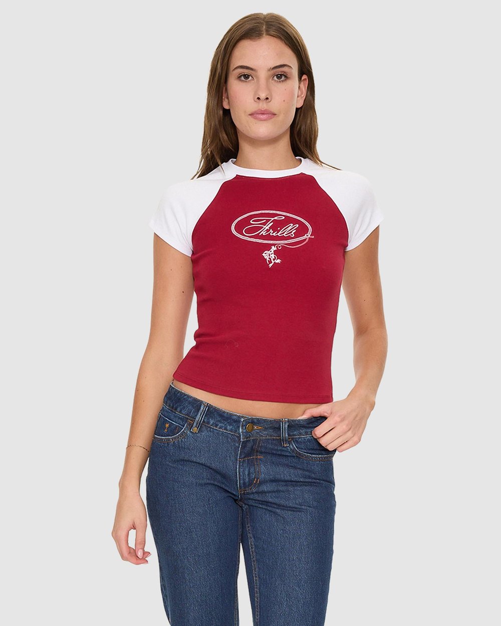 Thrills Co Outlaw Raglan Club Tee - Blood Plum