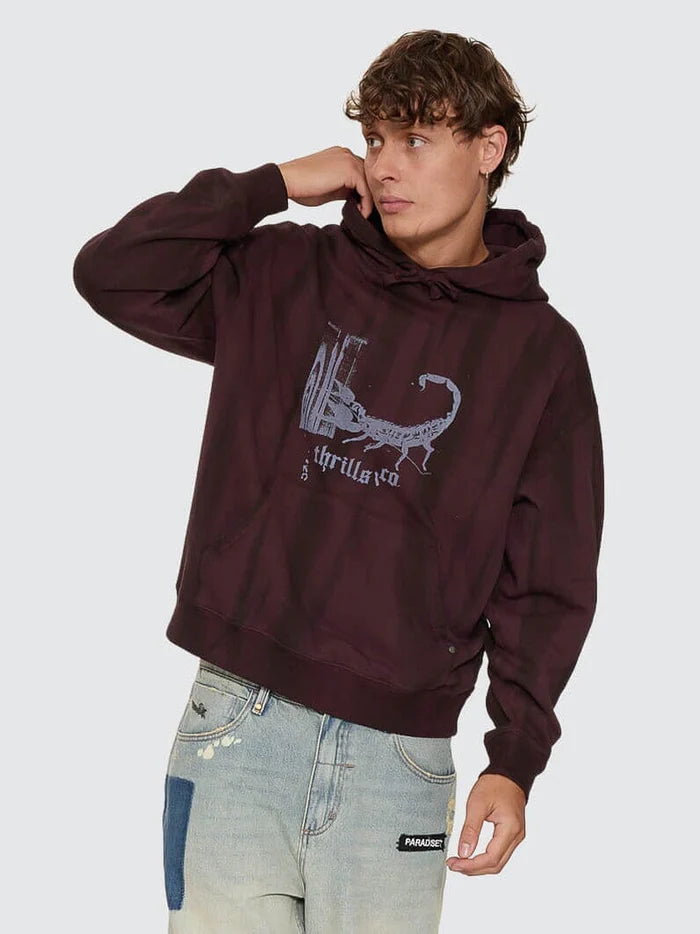 Thrills Co New Delusions Slouch Pull On Cropped Hood - Sunfade Bleach Aubergine