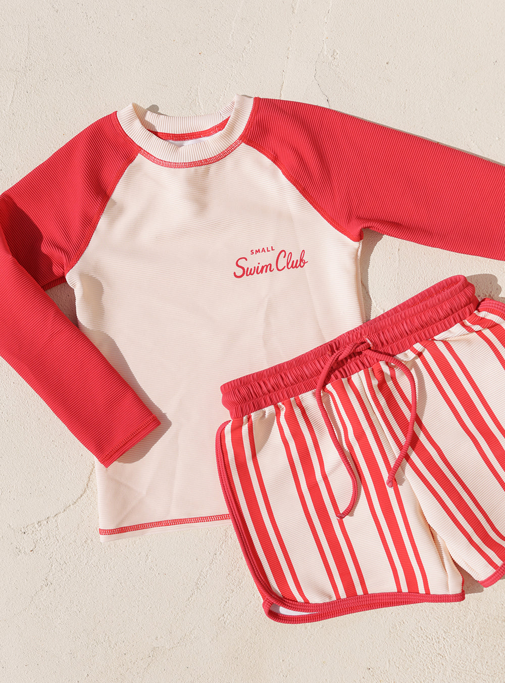 Small Swim Club Red Raglan Rashie in Red Raglan