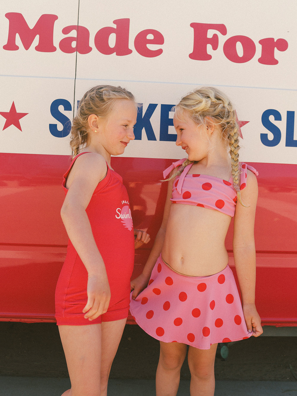 Small Swim Club Pink Polka Bikini Set in Polka