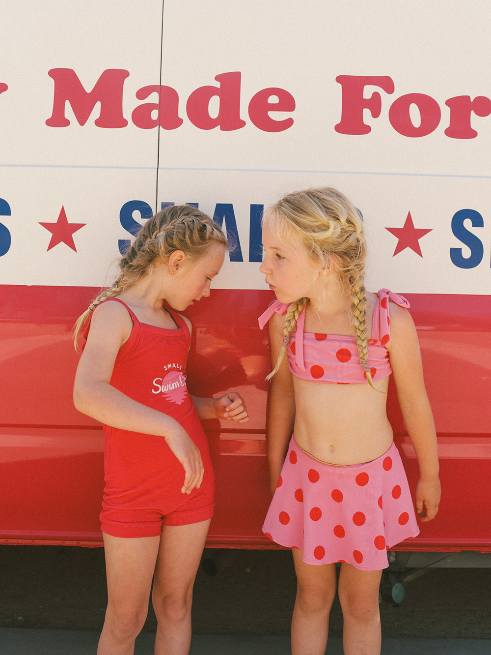 Small Swim Club Pink Polka Bikini Set in Polka