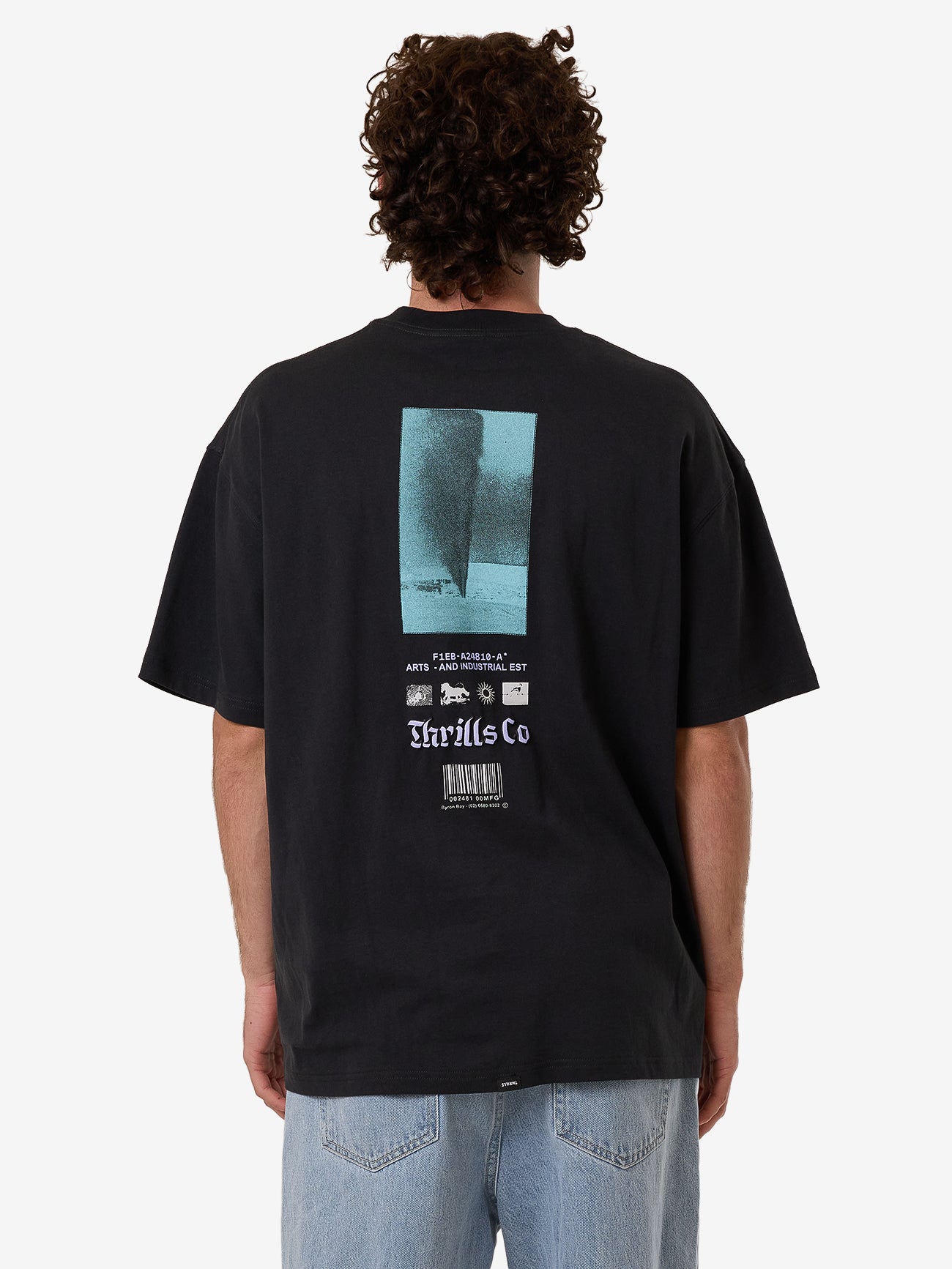 Thrills Filter Box Fit Oversize Tee - Faded Black in Faded Black