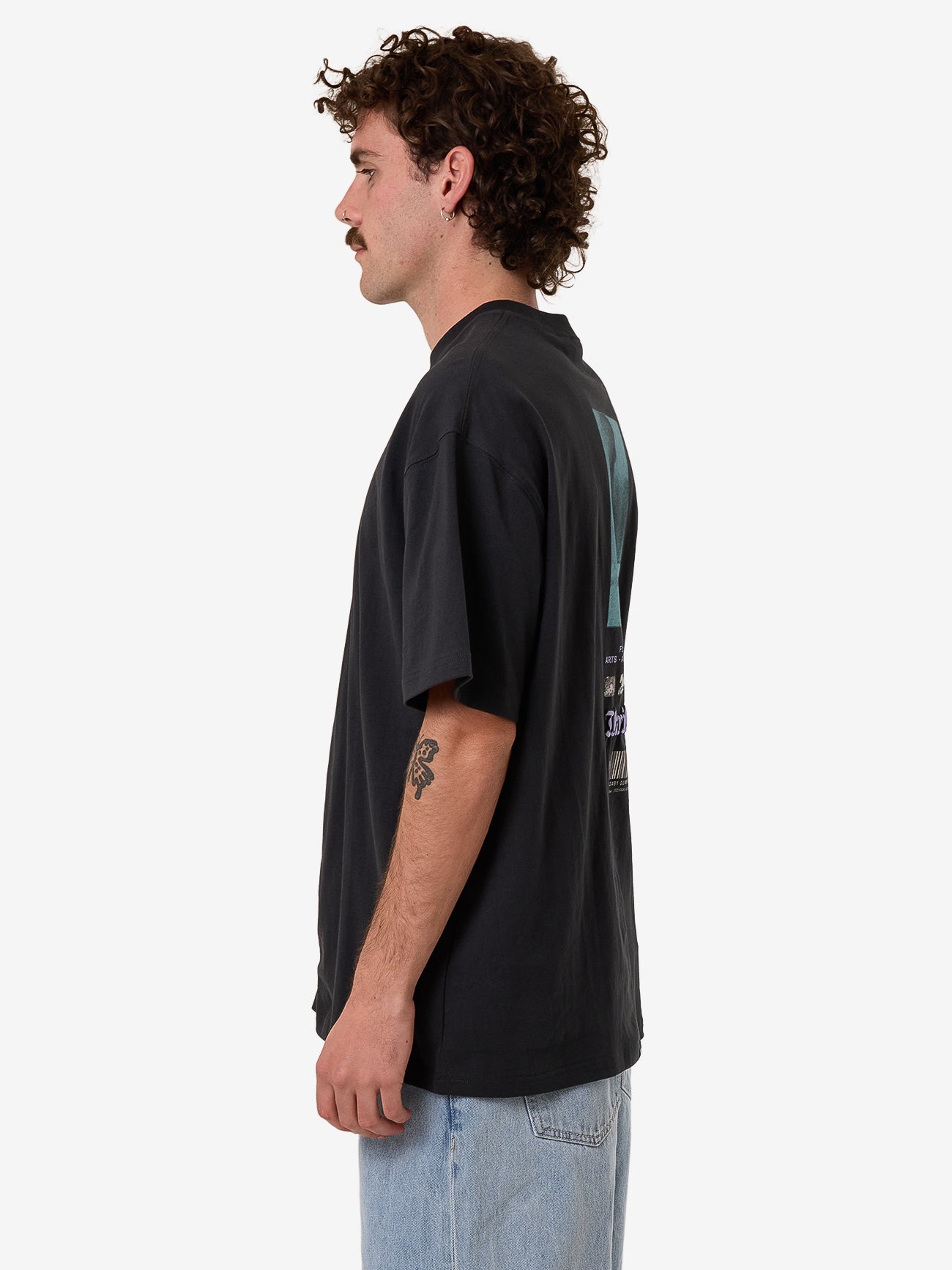 Thrills Filter Box Fit Oversize Tee - Faded Black in Faded Black