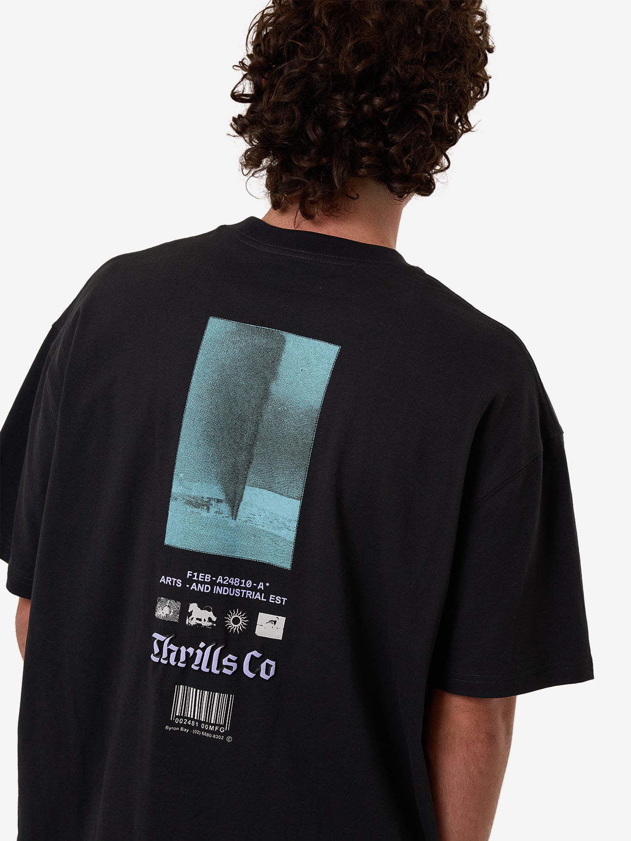 Thrills Filter Box Fit Oversize Tee - Faded Black in Faded Black