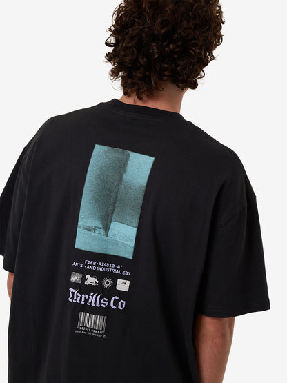 Thrills Filter Box Fit Oversize Tee - Faded Black in Faded Black