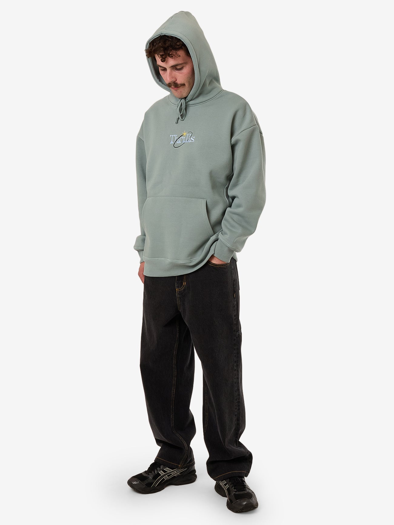 Thrills Ambient Connections Slouch Pull On Hood - Chinois Green in Chinois Green