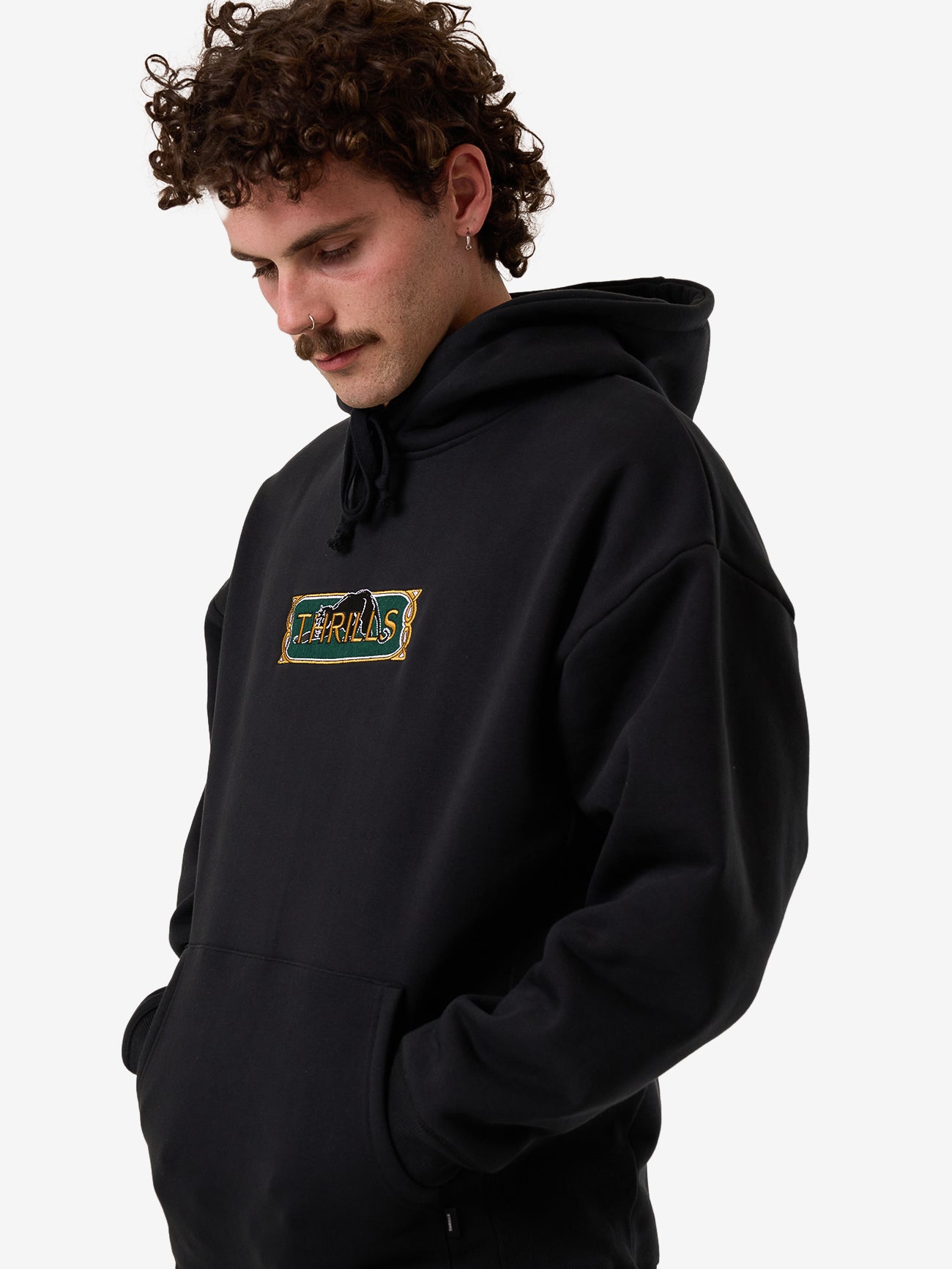Thrills Behind It All Slouch Pull On Hood - Pirate Black in Pirate Black