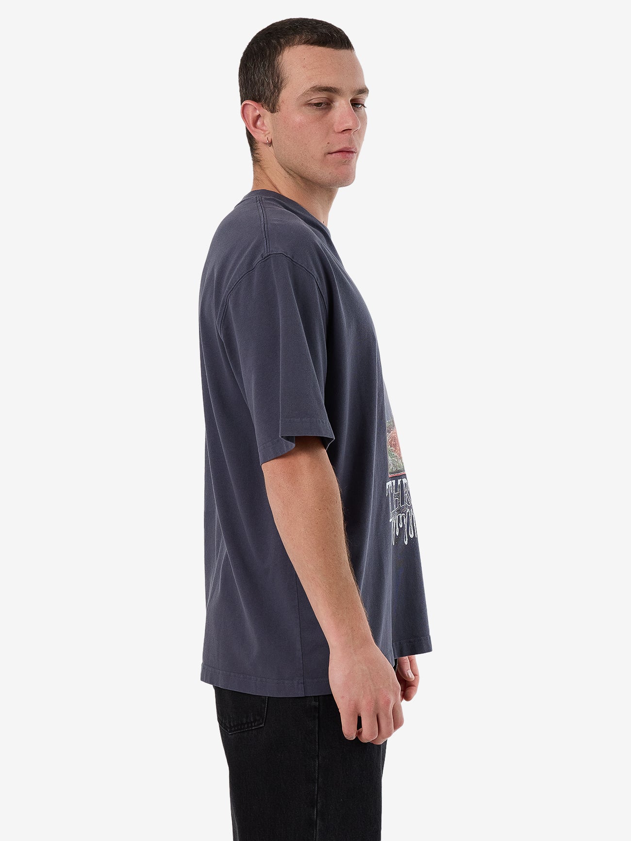 Thrills 1 800 Transmit Box Fit Oversize Tee - Ebony in Ebony