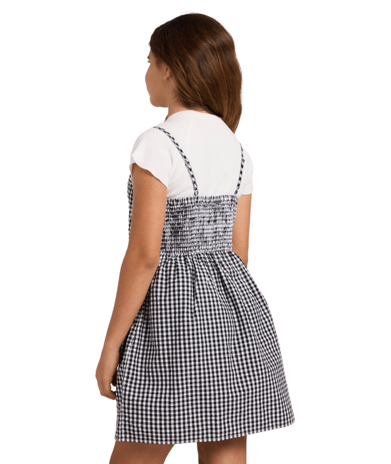 Billabong Gingham Crush Dress in BLACK WHITE