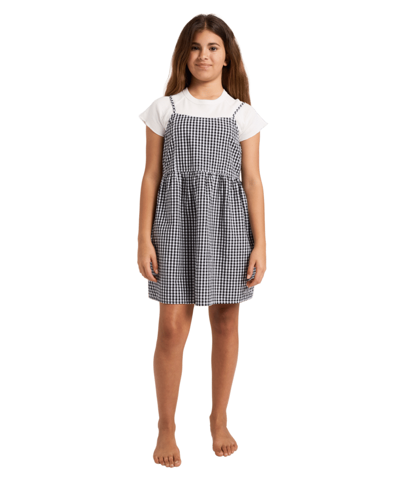 Billabong Gingham Crush Dress in BLACK WHITE