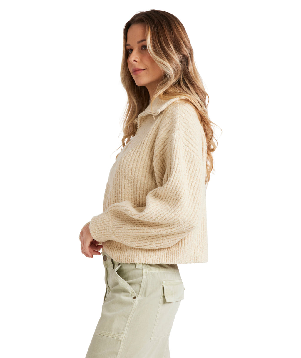 Billabong Zippy Loo Sweater in WHITE SAND