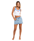 Roxy Backslider Bleach Denim Skirt in BLUE FADE