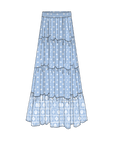 Roxy Cactus Flower Maxi Skirt in CERULEAN