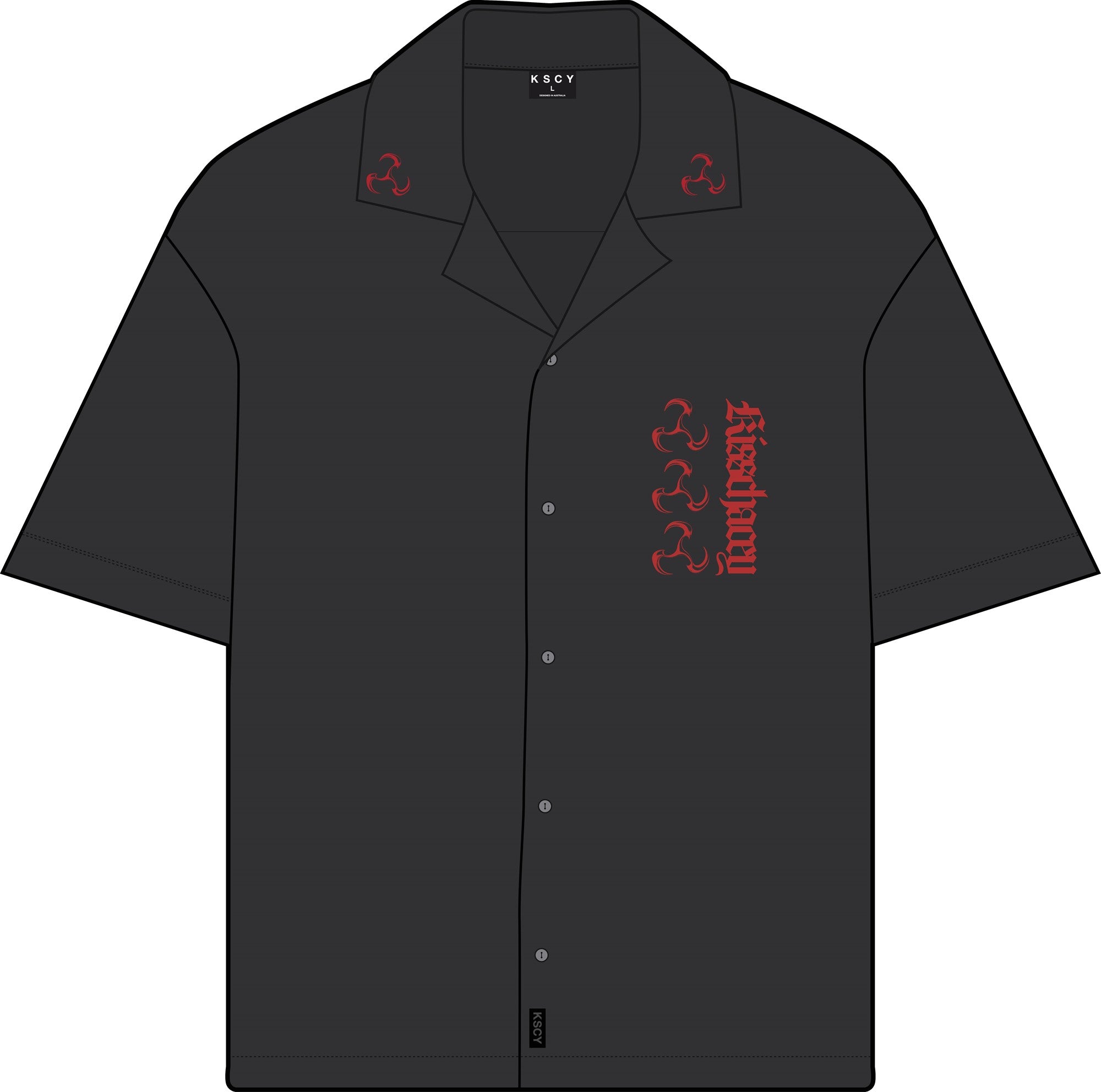 Kiss Chacey Shadowrun Ss Button Up Shirt in Jet Black