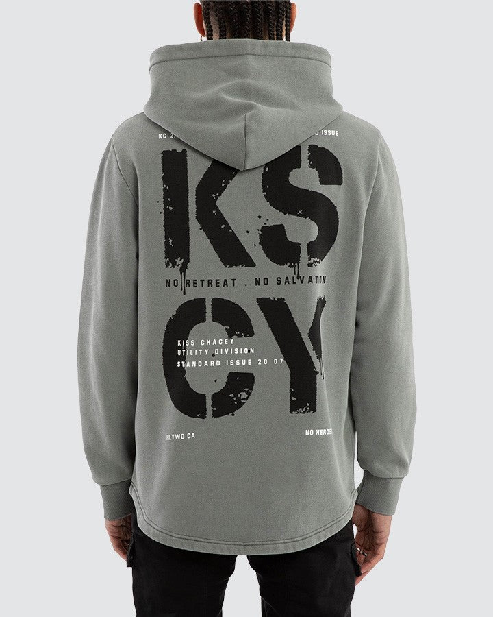 Kiss Chacey Reverence Dual Curved Hoodie in Pigment Neutral Grey