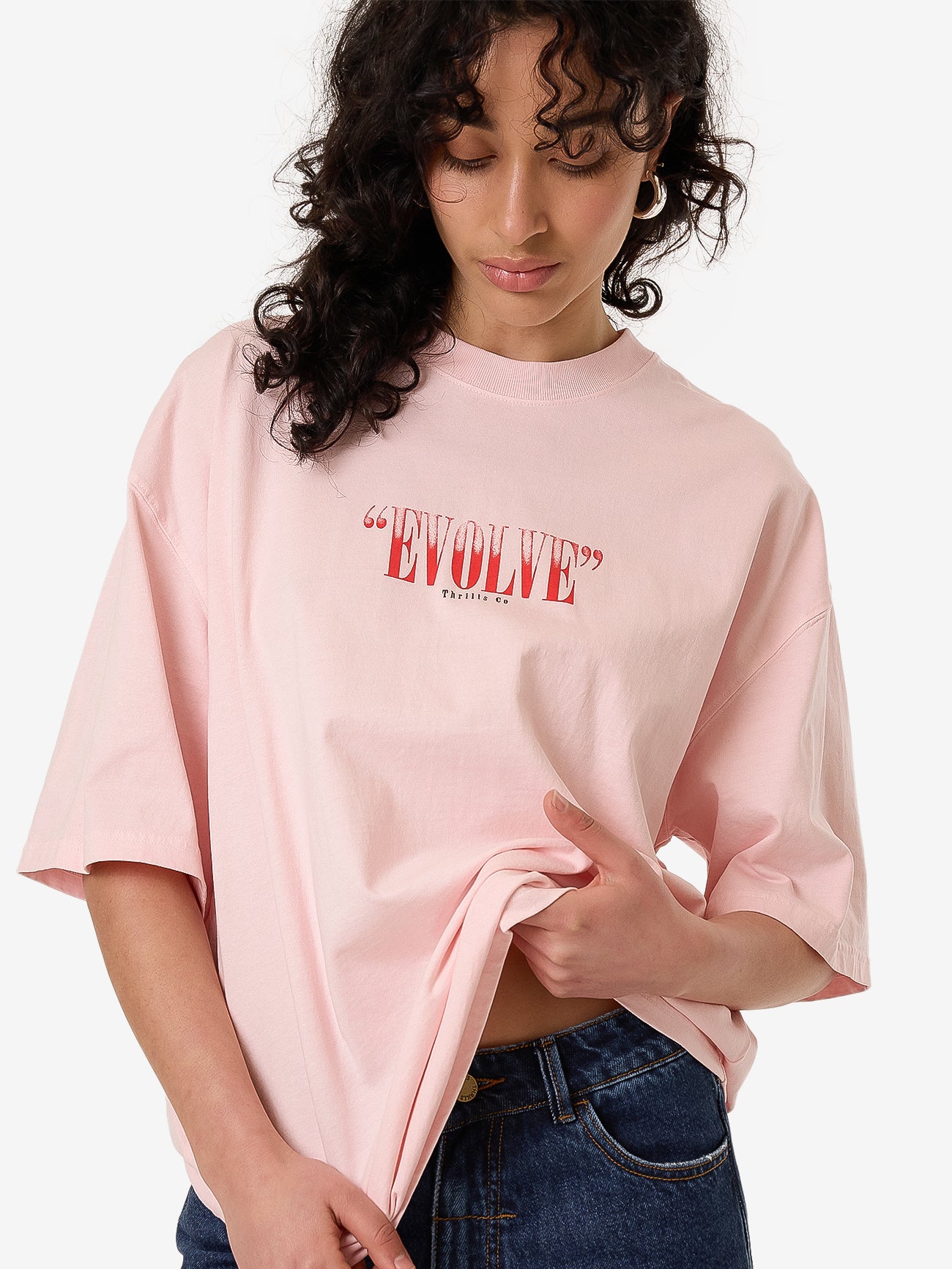 Thrills Highly Evolved Oversized Tee - Barely Pink in Barely Pink