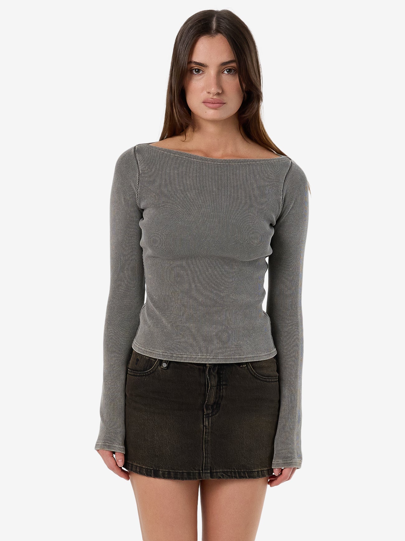 Thrills Hyperdrive Rib Top - Charcoal Rose in Charcoal Rose
