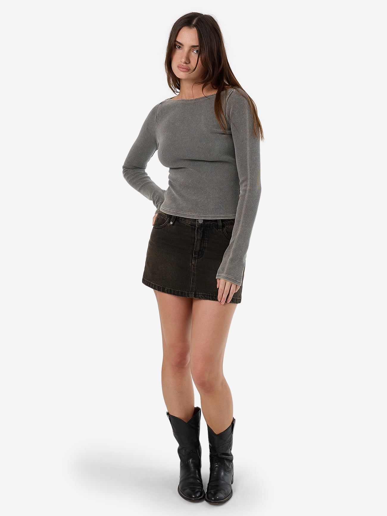 Thrills Hyperdrive Rib Top - Charcoal Rose in Charcoal Rose
