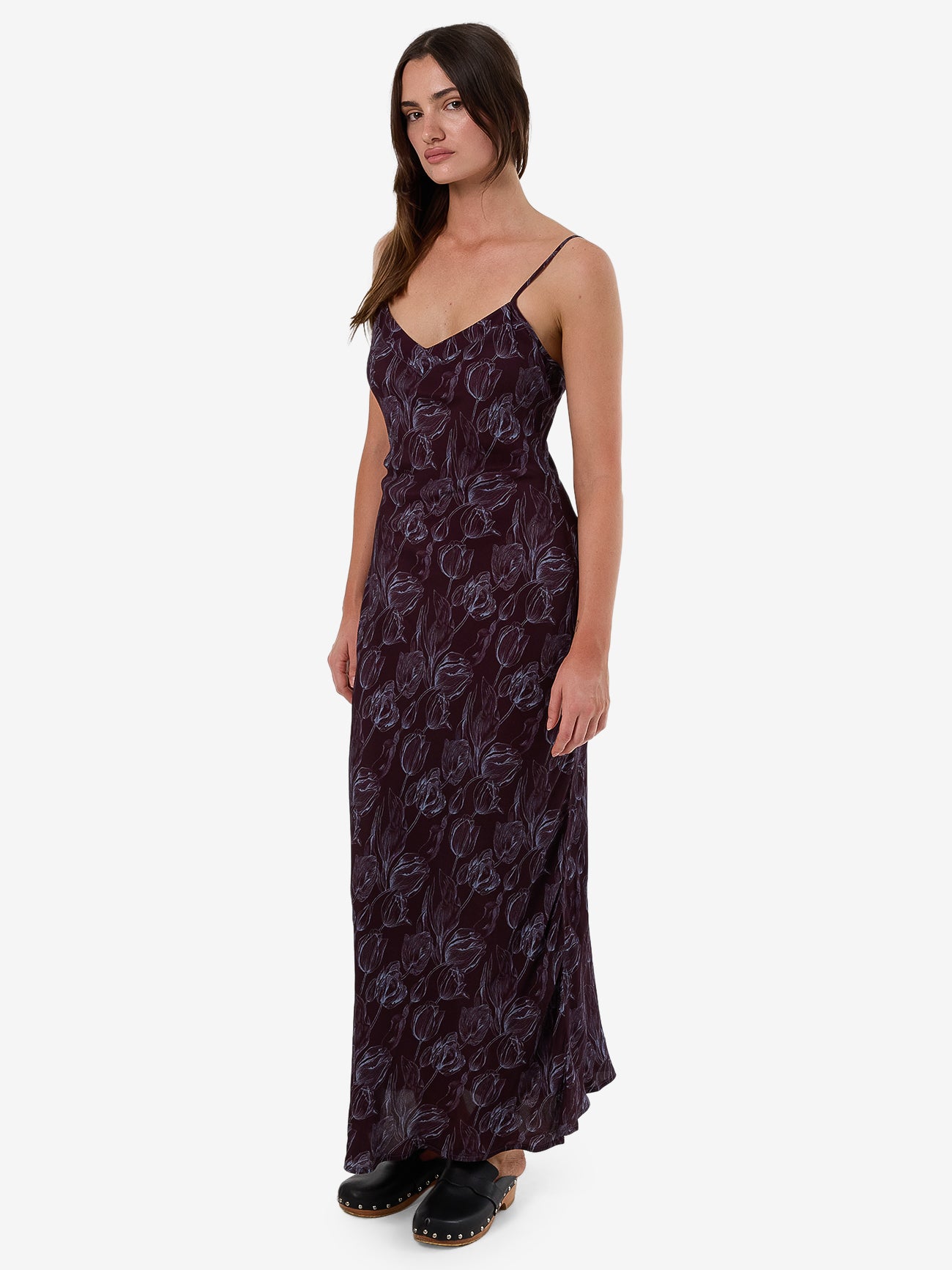 Thrills Oracle Floral Maxi Dress - Deep Plum in Deep Plum