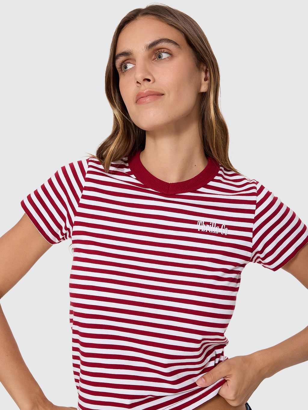 Thrills Co Primitive Stripe Boy Tee - Sour Cherry Stripe in Sour Cherry Stripe