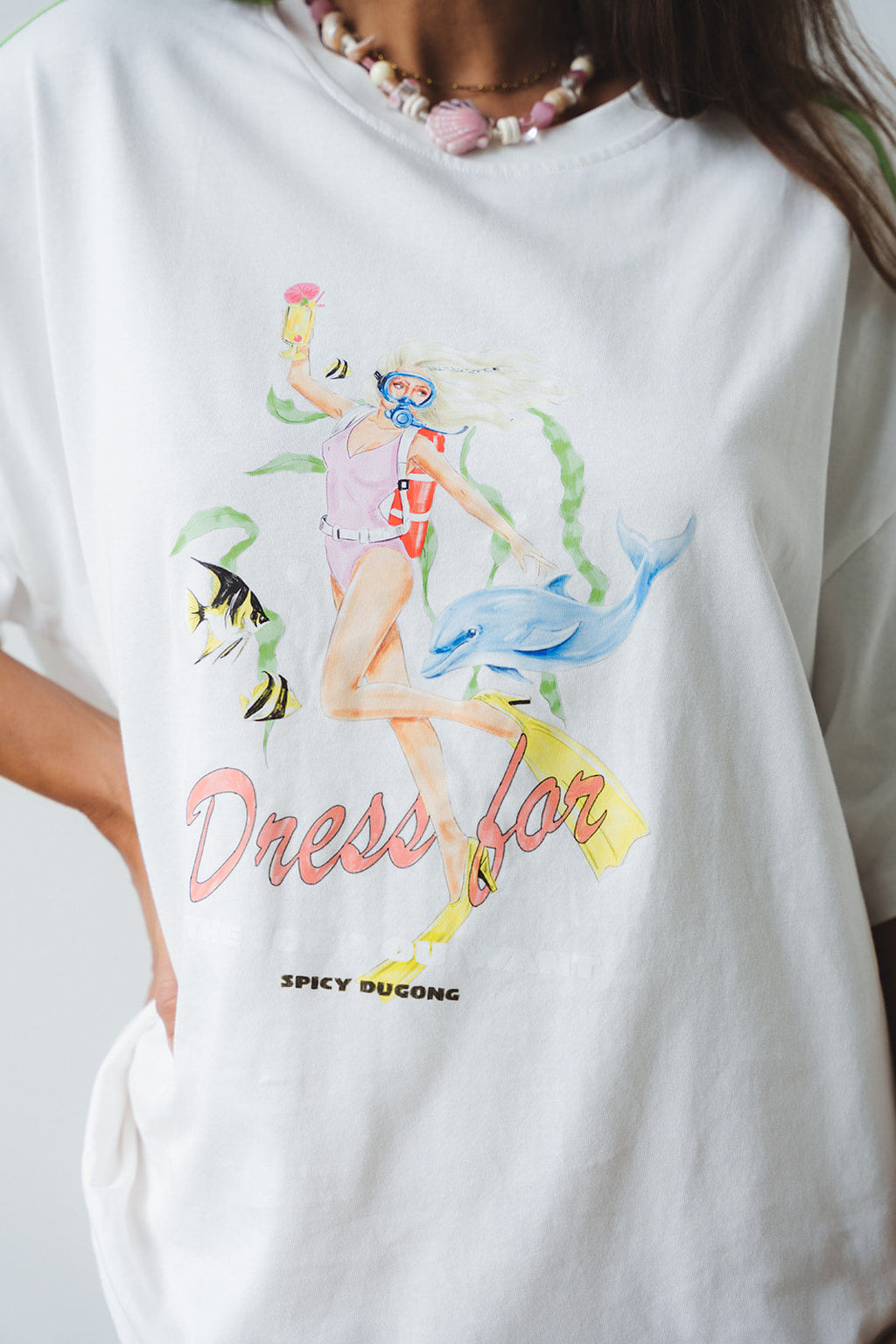Spicy Dugong Dress For For Job You Want Tee in WHITE in Single