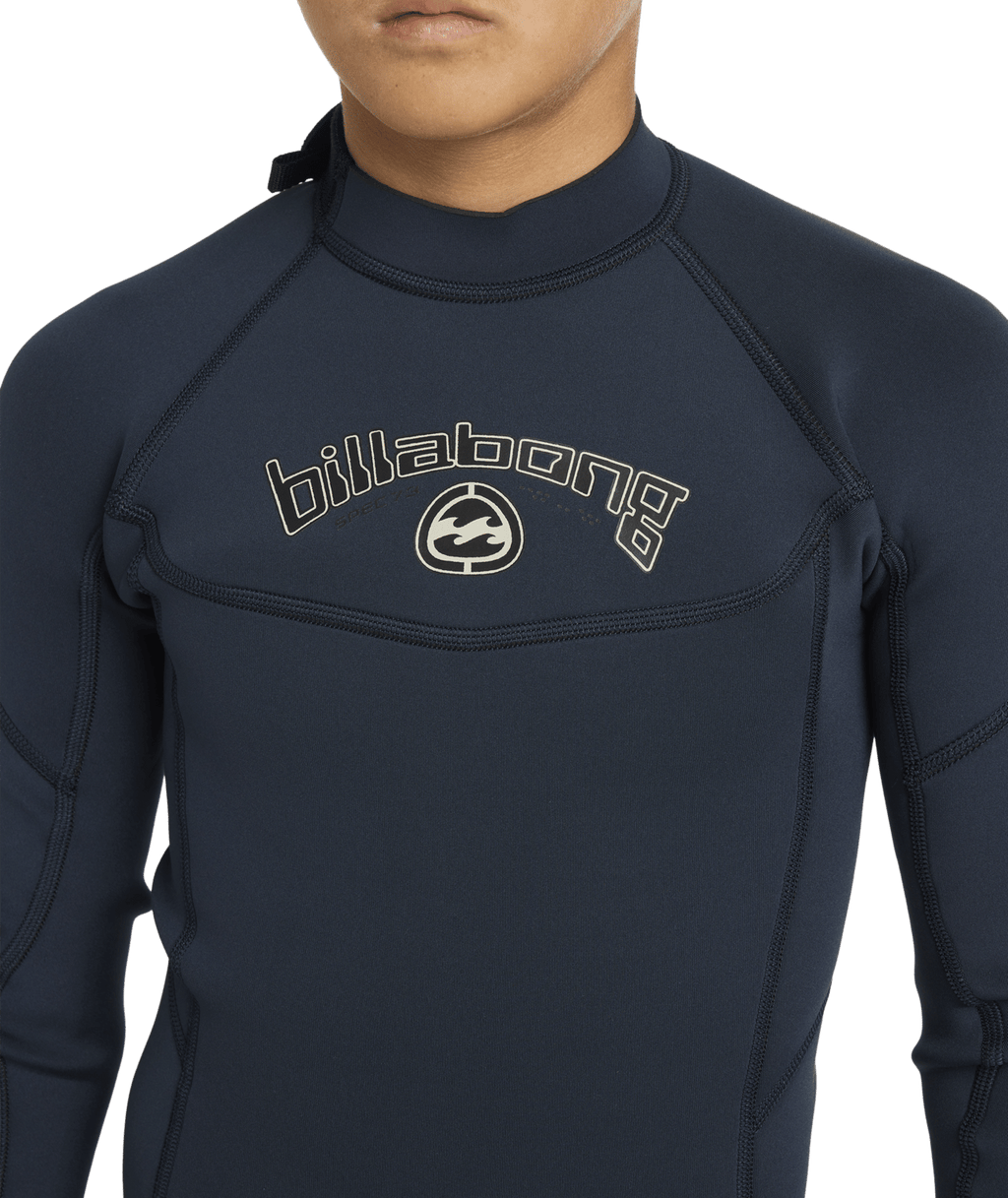 Billabong Boys 8-16 3/2 mm Absolute Back Zip Flatlock Steamer Wetsuit in Navy