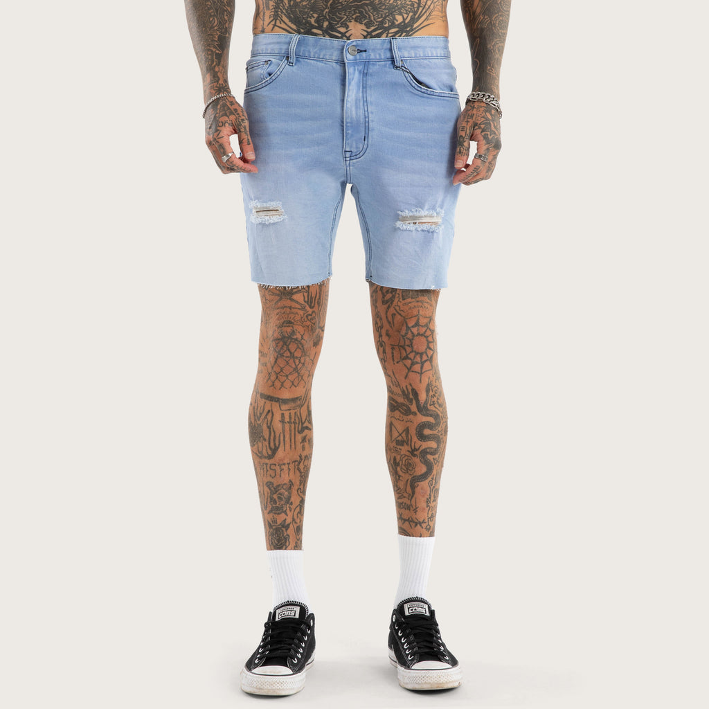 Kiss Chacey KS2 Denim Short in Destroyed Crystal Blue