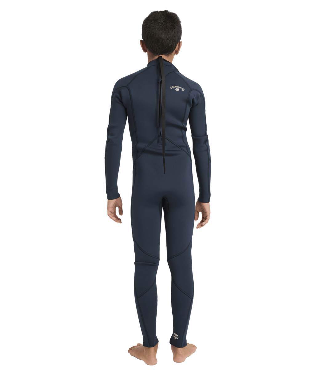 Billabong Boys 8-16 3/2 mm Absolute Back Zip Flatlock Steamer Wetsuit in Navy
