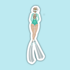 Trevena & Co Free Diver Girl Illustration Vinyl Sticker in Single