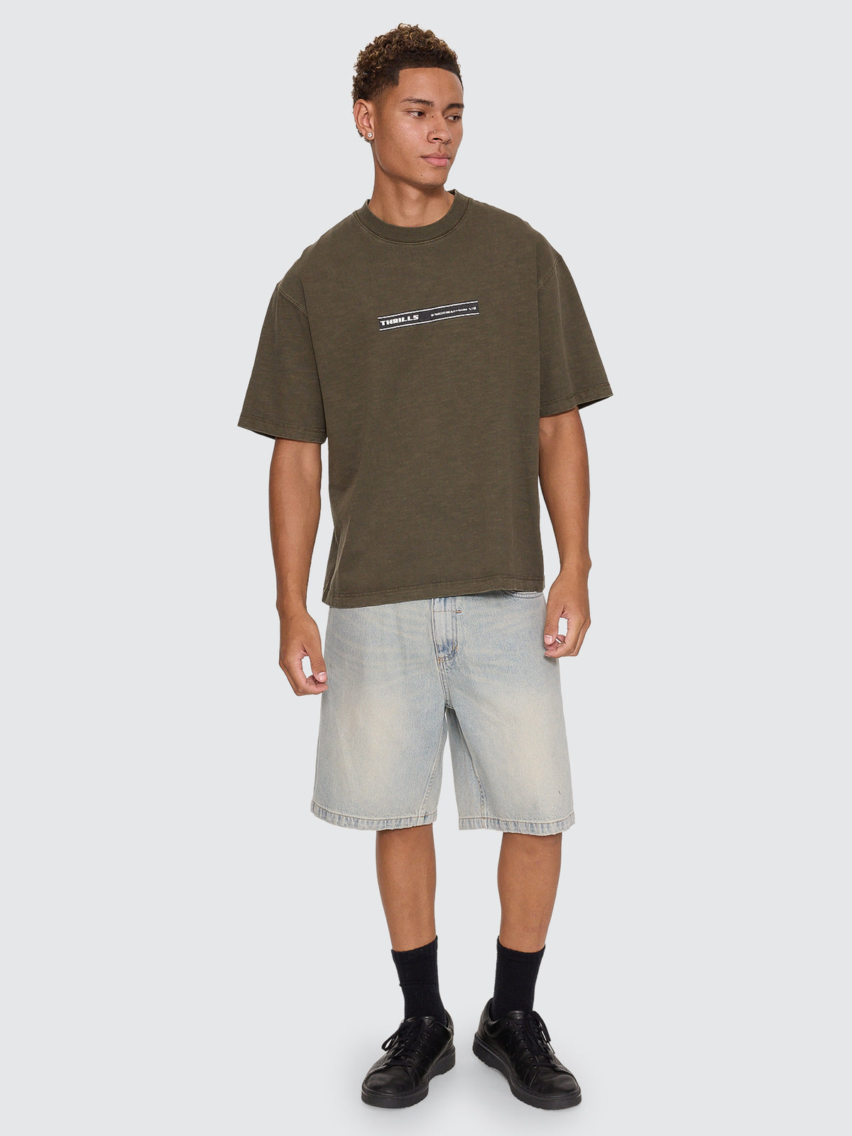 Thrills Co Paradise Built Oversize Box Crop Tee - Olive Night in Olive Night