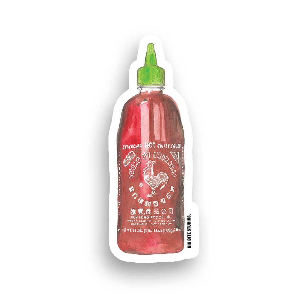 Big Bite Studios Sriracha Waterproof Sticker — By Big Bite Studios in Single