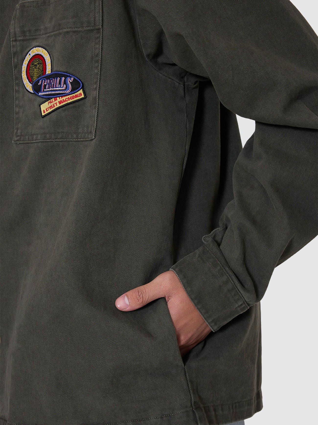 Thrills Co Against All Odds Cropped Overshirt - Oil Green in Oil Green