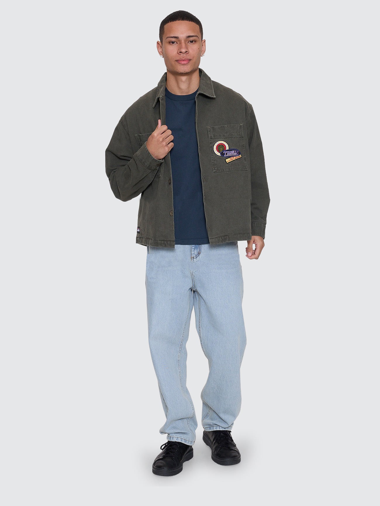 Thrills Co Against All Odds Cropped Overshirt - Oil Green in Oil Green