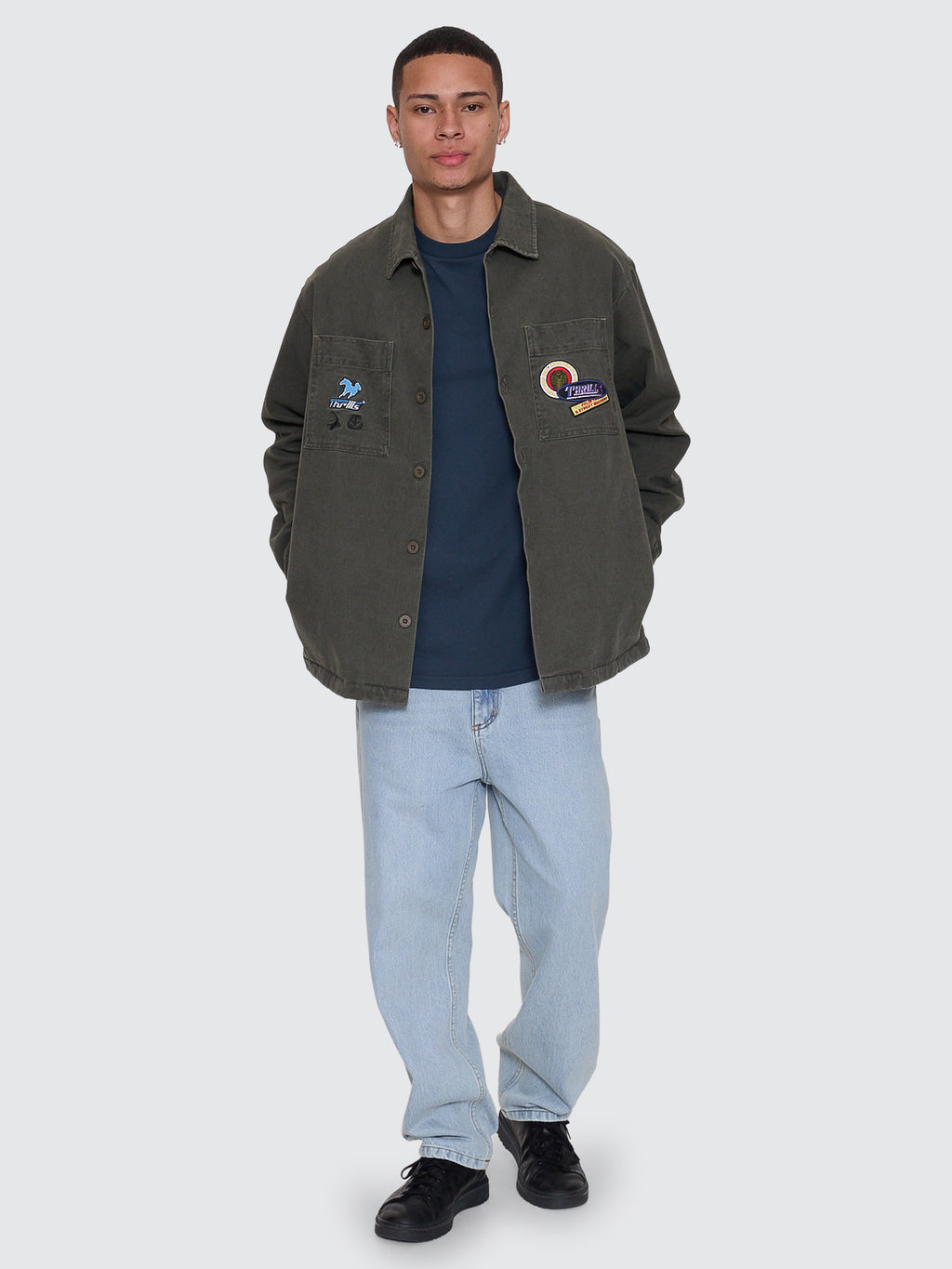 Thrills Co Against All Odds Cropped Overshirt - Oil Green in Oil Green