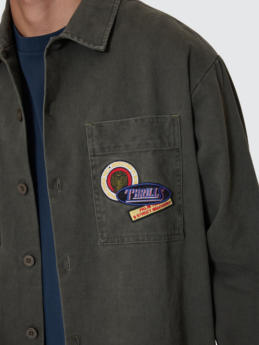 Thrills Co Against All Odds Cropped Overshirt - Oil Green in Oil Green