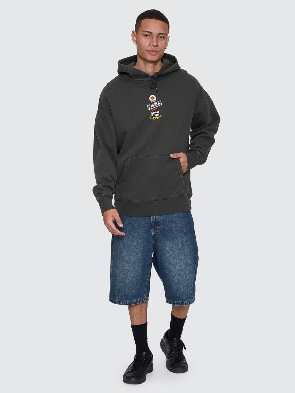 Thrills Co Against All Odds Slouch Pull On Hood - Oil Green in Oil Green