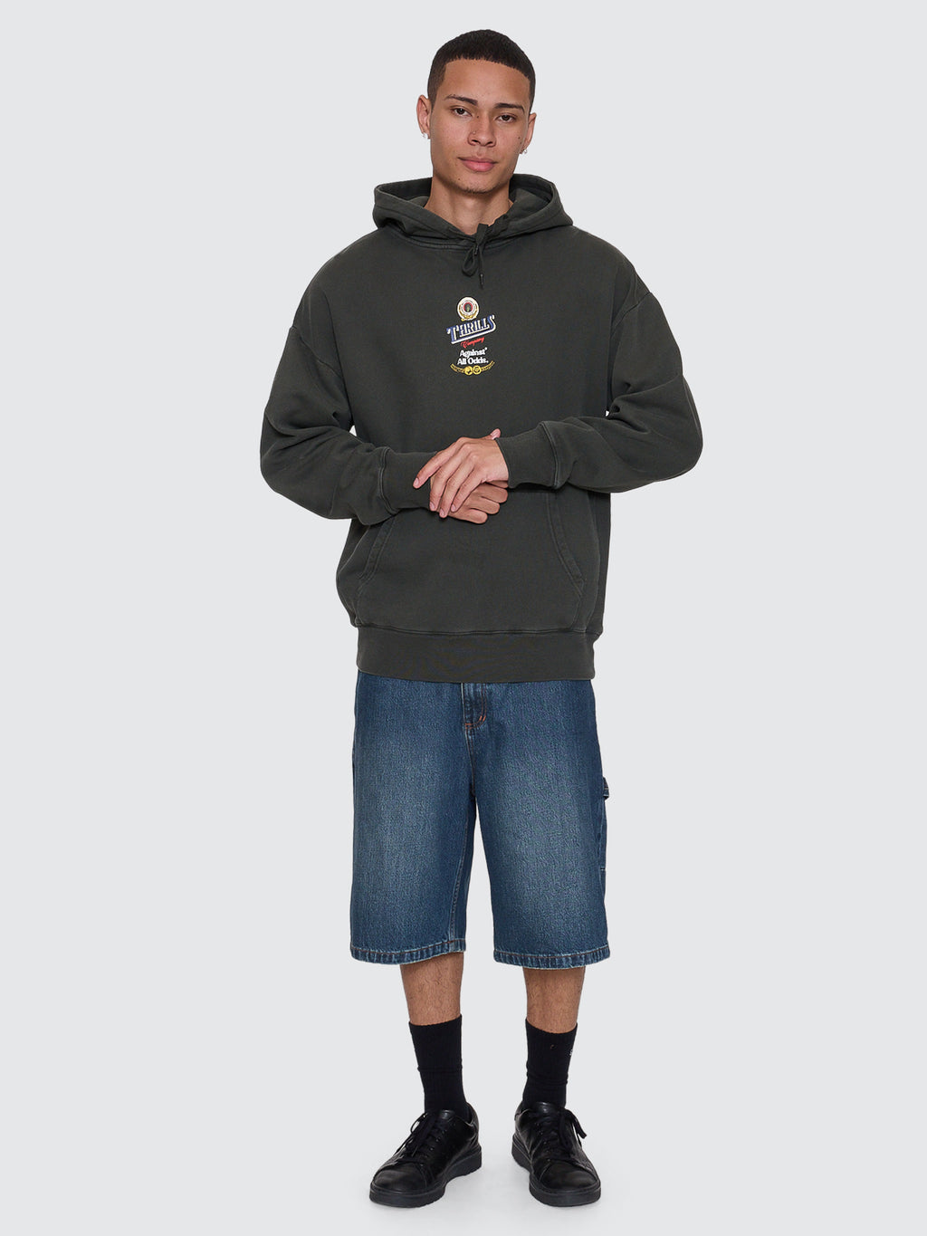 Thrills Co Against All Odds Slouch Pull On Hood - Oil Green in Oil Green