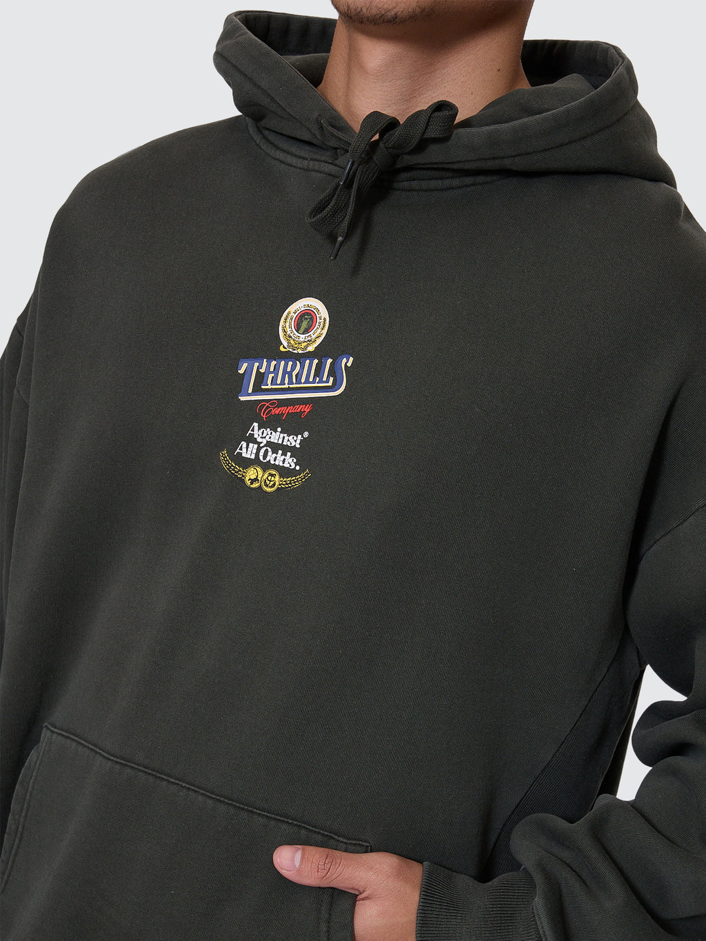 Thrills Co Against All Odds Slouch Pull On Hood - Oil Green in Oil Green