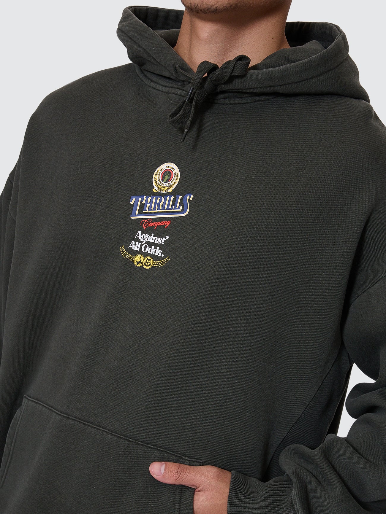 Thrills Co Against All Odds Slouch Pull On Hood - Oil Green in Oil Green
