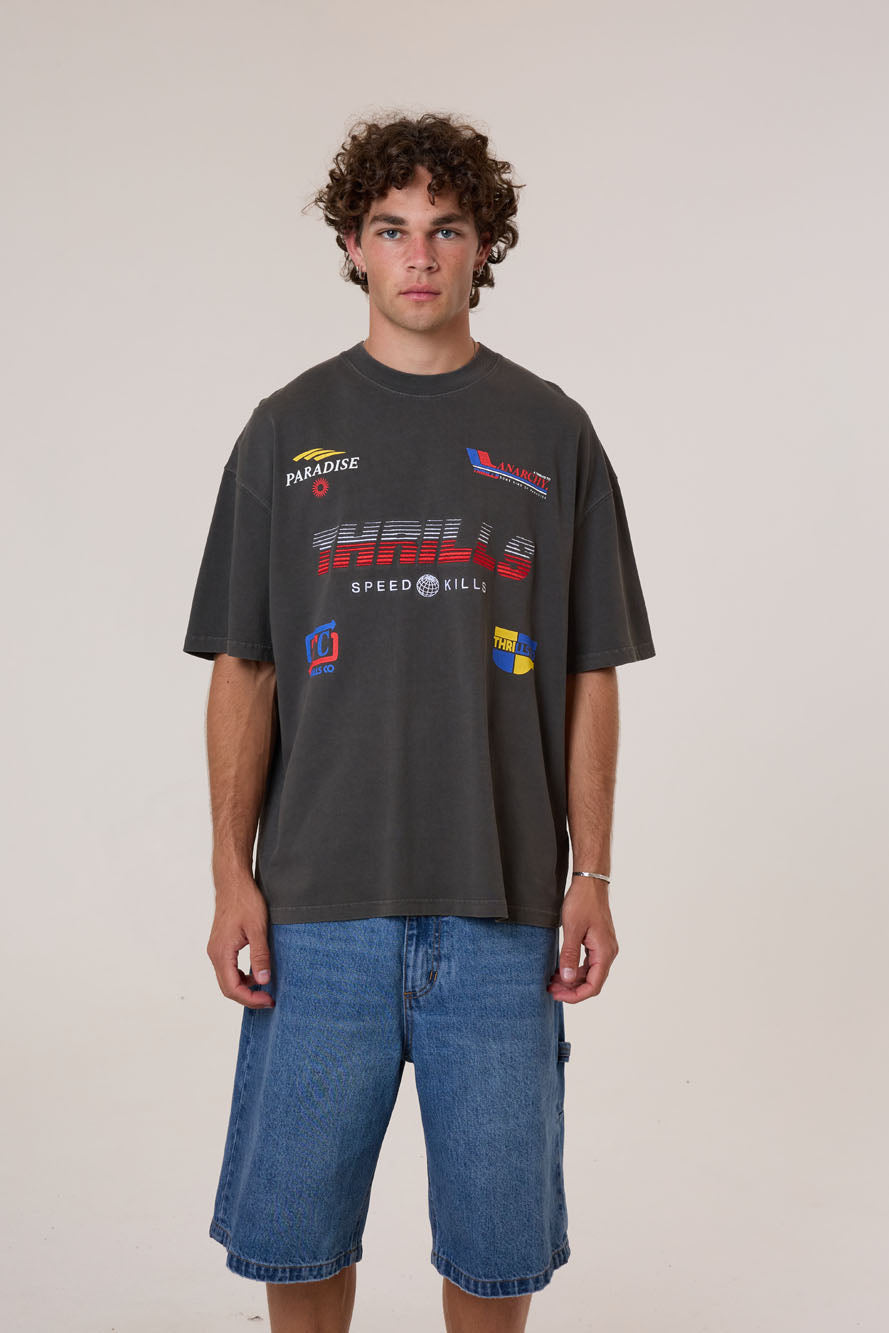 Thrills Co Anarchy In Paradise Box Fit Oversize Tee - Merch Black in Merch Black