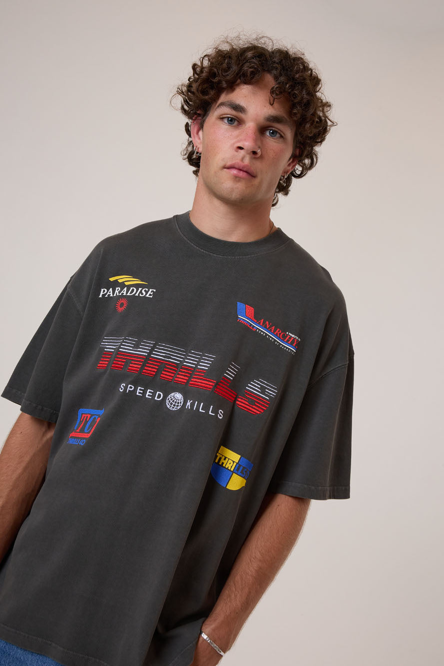 Thrills Co Anarchy In Paradise Box Fit Oversize Tee - Merch Black in Merch Black