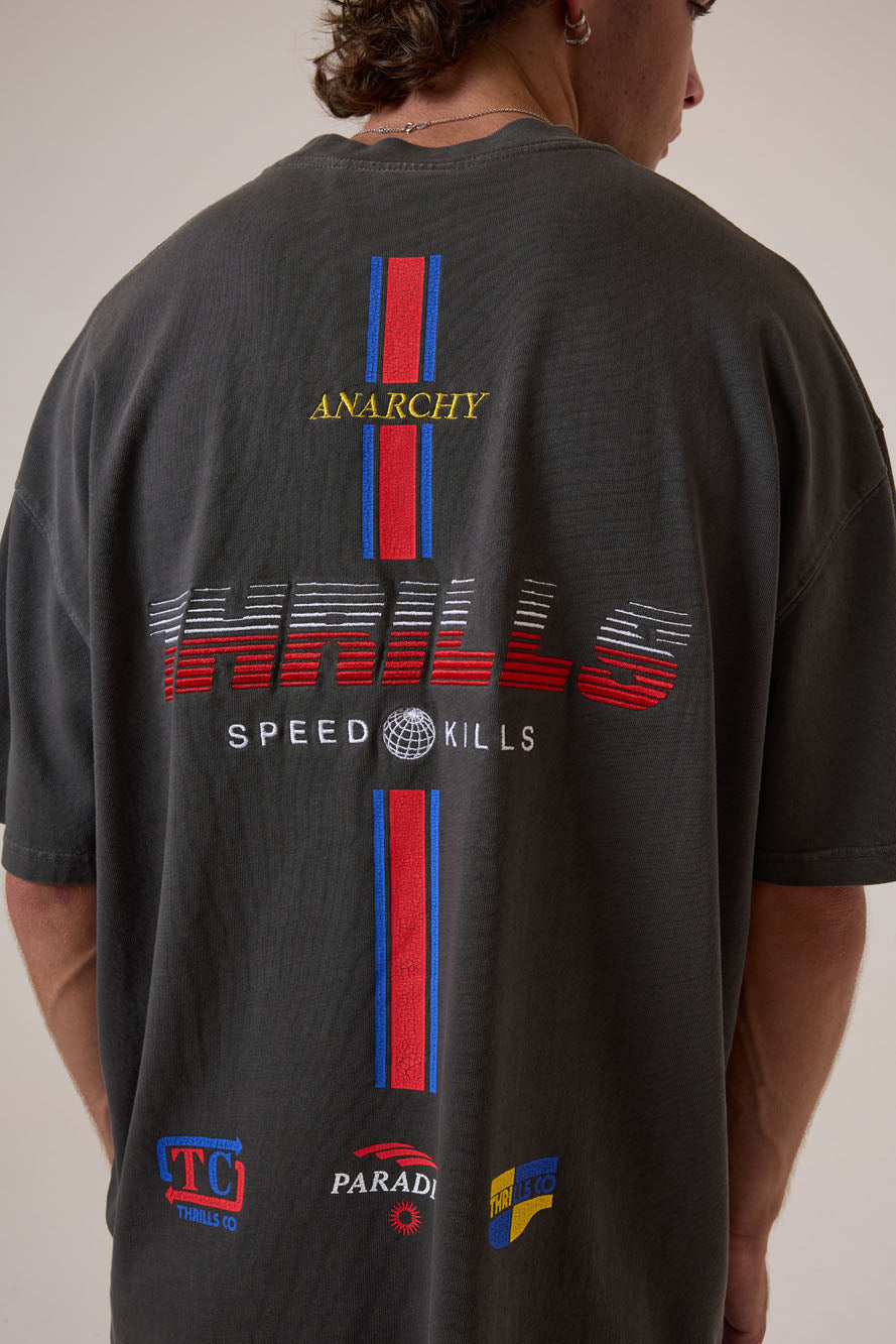 Thrills Co Anarchy In Paradise Box Fit Oversize Tee - Merch Black in Merch Black