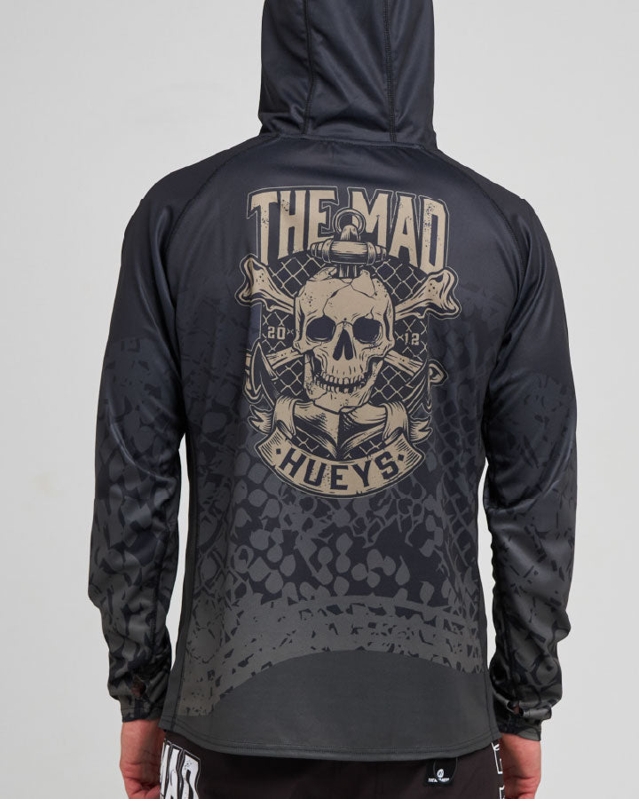 The Mad Hueys Anchor Skull | Upf 50+ Hooded Mask Fishing Jersey in OLIVE