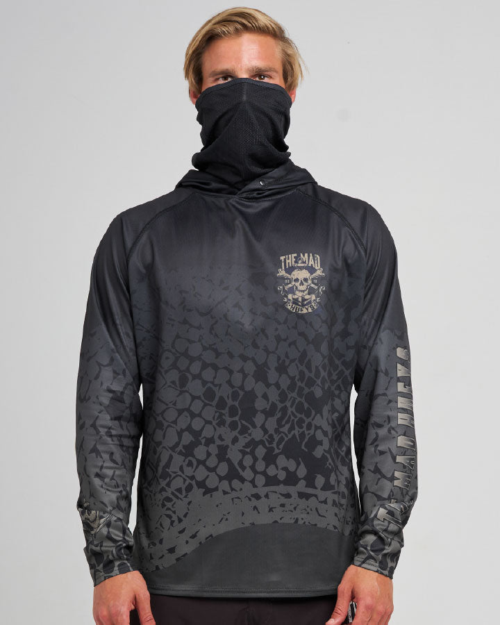 The Mad Hueys Anchor Skull | Upf 50+ Hooded Mask Fishing Jersey in OLIVE