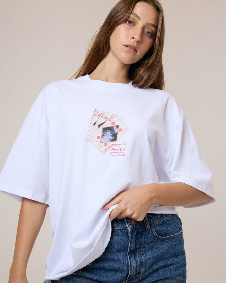 Thrills Appreciation Oversized Tee - White in White
